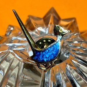 Vintage Gold Tone Southwest Roadrunner Brooch Pin